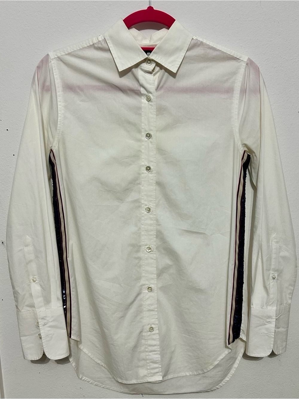 J. CREW like new Long-Sleeve Button-Up Shirt with Side Stripe Detail